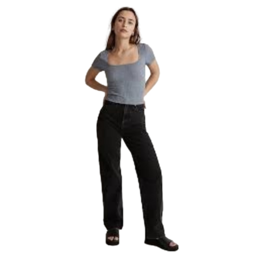 Madewell Popcorn Top Cropped Top in Teapot Blue Comfy Spring 2023